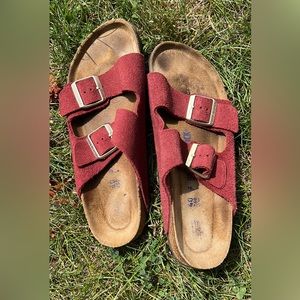 Burgundy Birkenstocks size 40